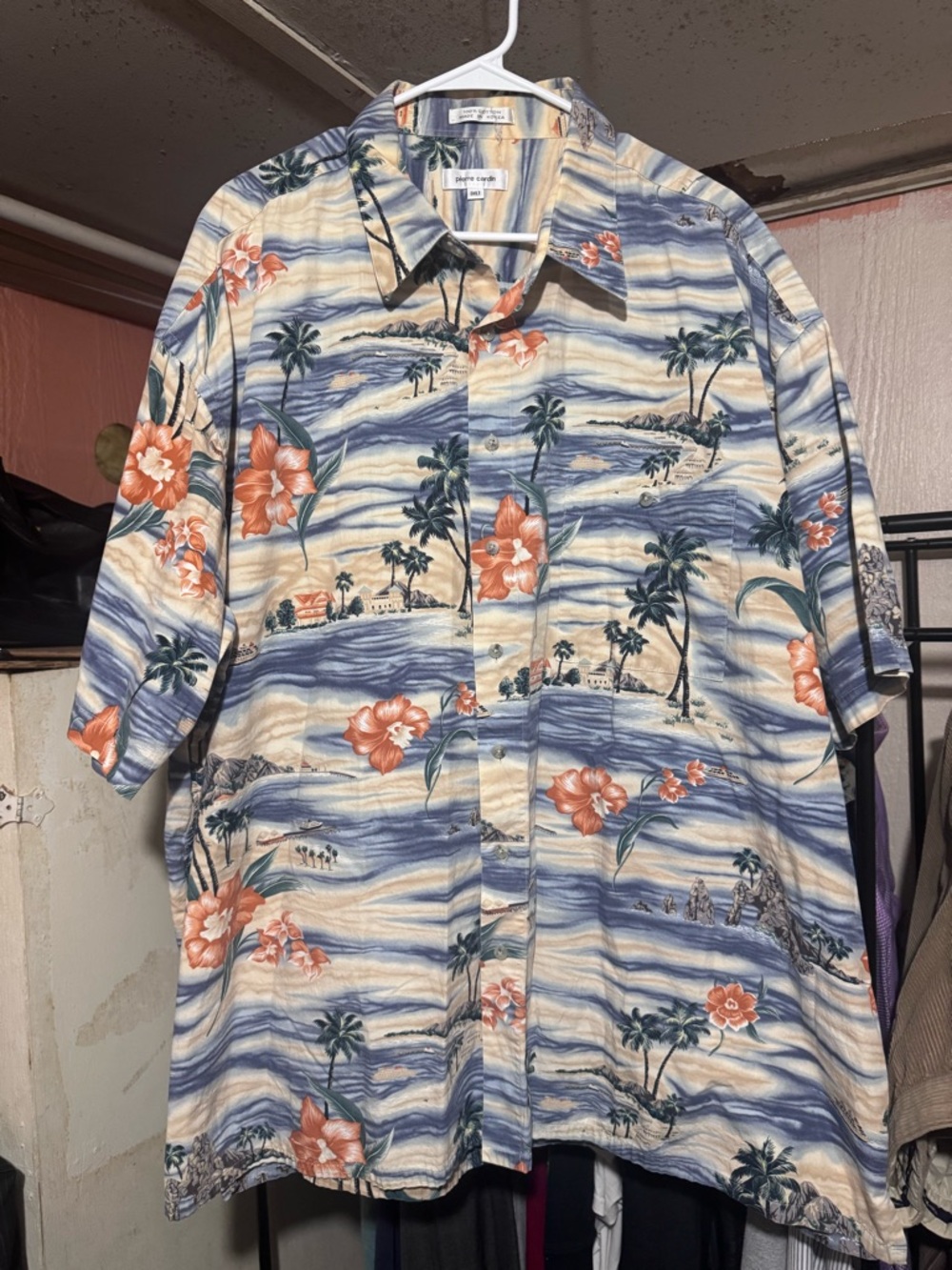 Pierre Cardin Hawaiian Shirt Mens 3XLT Big Tall Floral Beach Aloha